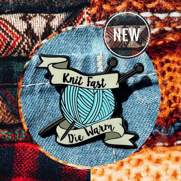 Knit Fast Enamel Pin - Picture 1 of 5